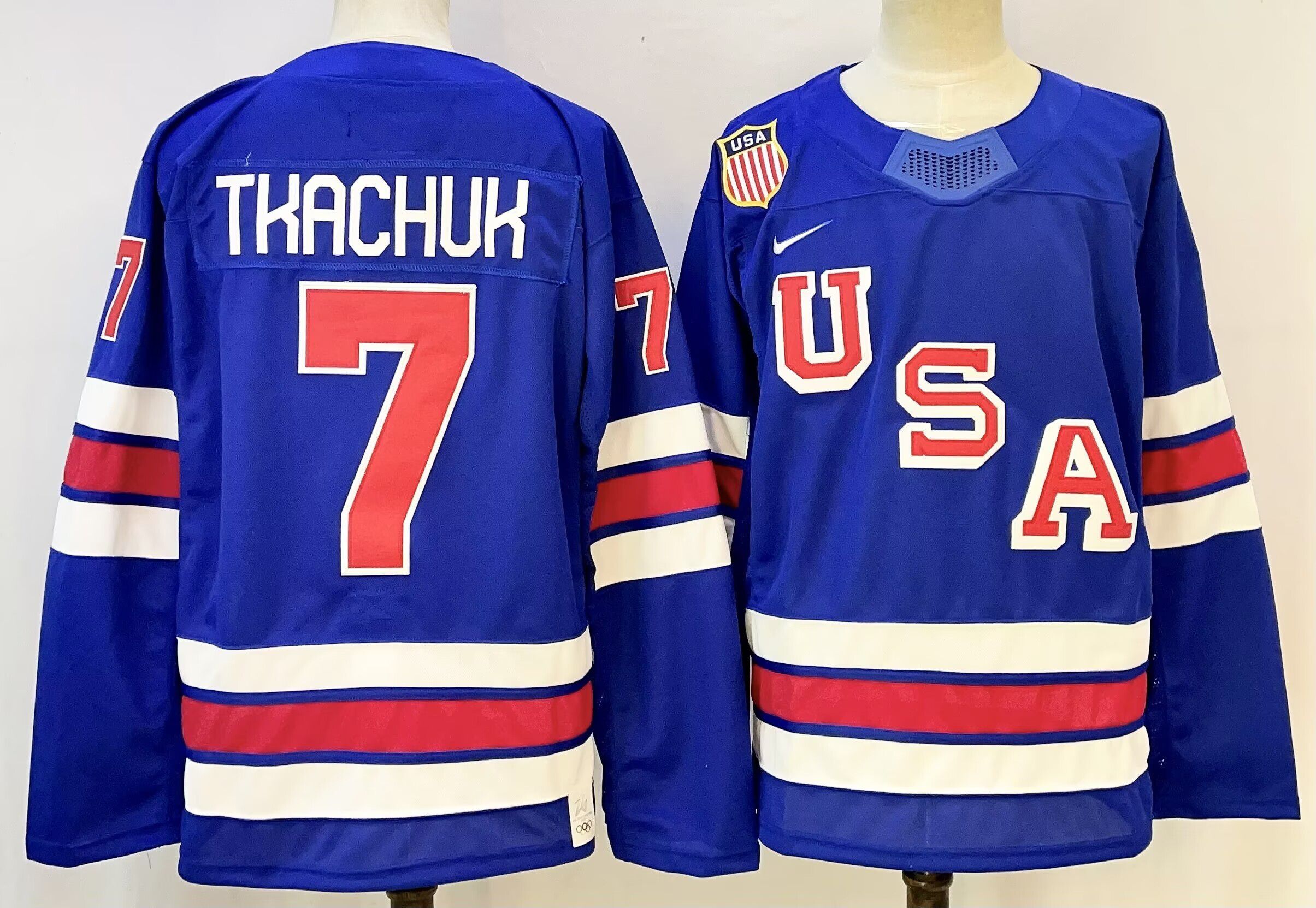 Men USA #7 Tkachuk Blue Nike 2026 NHL jersey 05